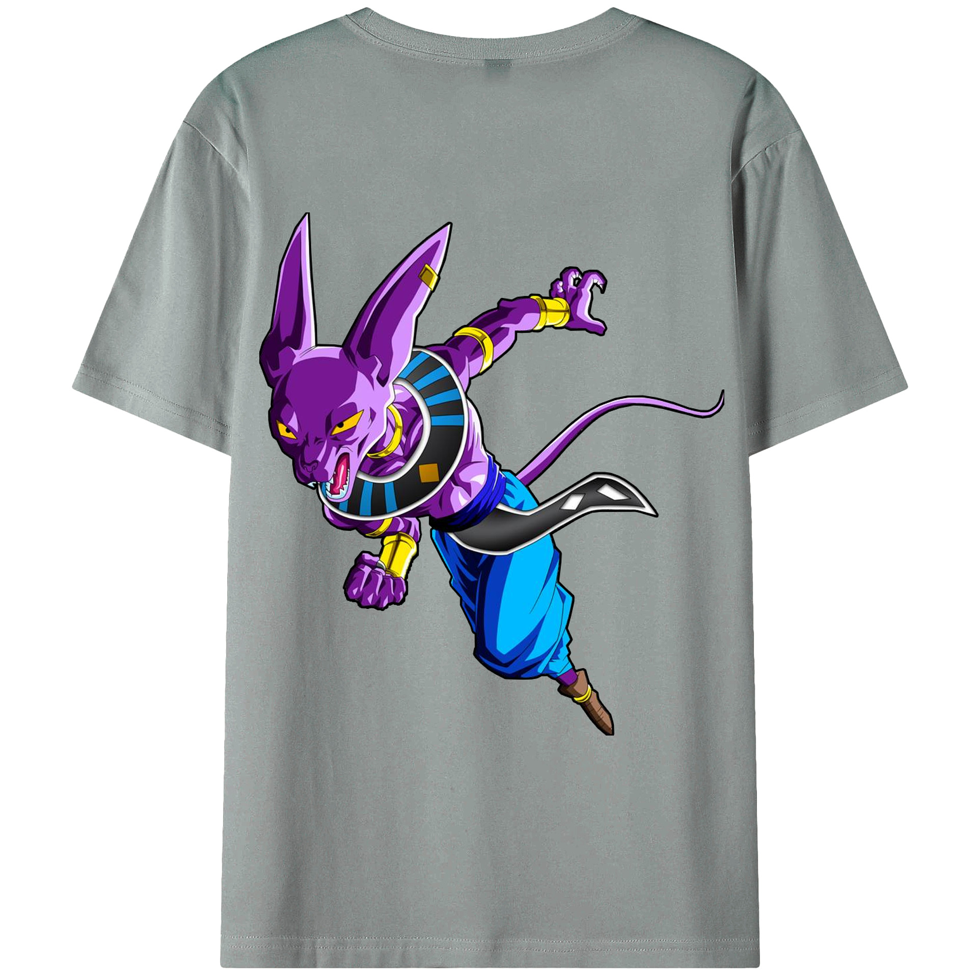 （画像用） ドラゴンボール ビルス 破壊神ビルス DRAGON BALL Beerus Birusu 綿100％ メンズ半袖Tシャツ（バックプリント） 通気性